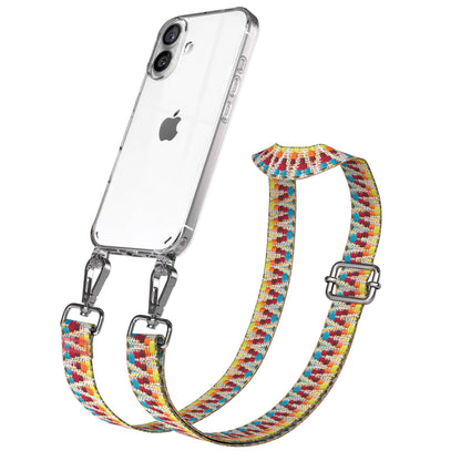 iPhone 16 Handykette mit verstellbarem Boho Band und Metallapplikationen 