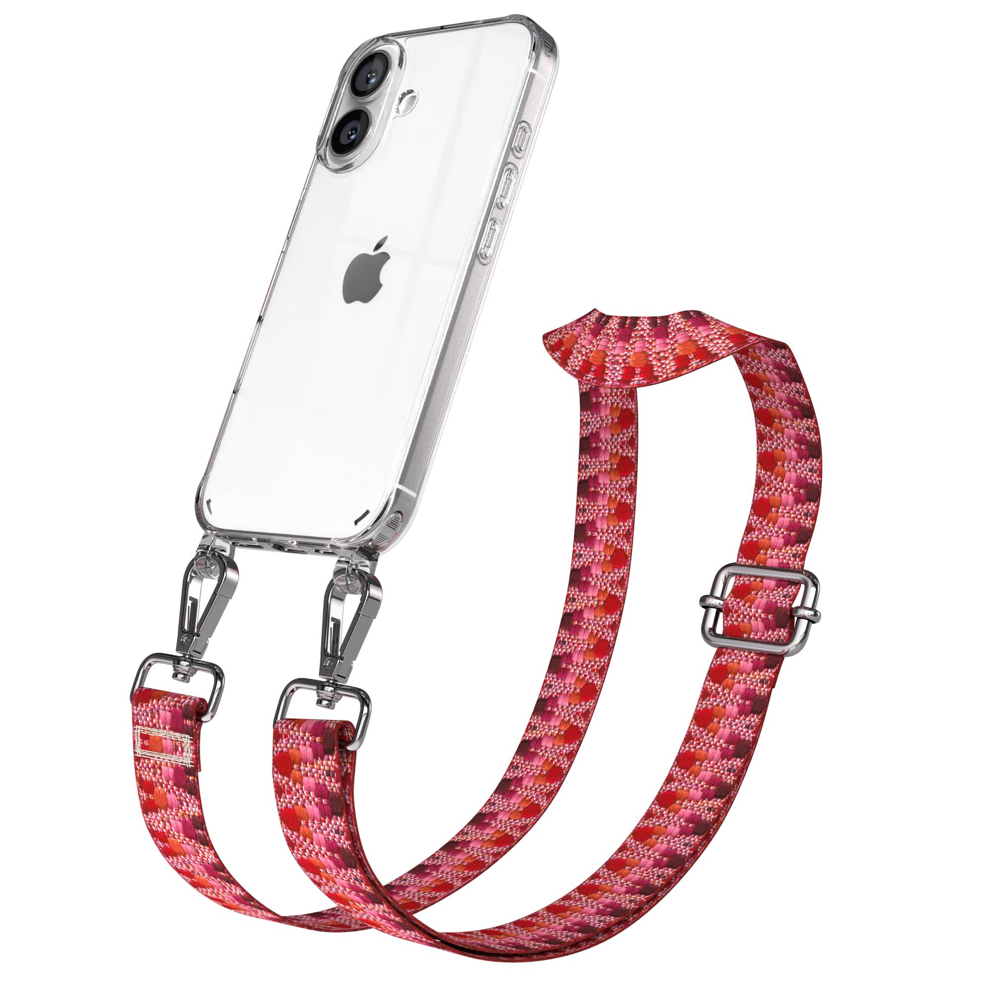 iPhone 16 Handykette mit verstellbarem Boho Band und Metallapplikationen 