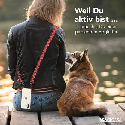 iPhone 16 Handykette mit verstellbarem Boho Band und Metallapplikationen 