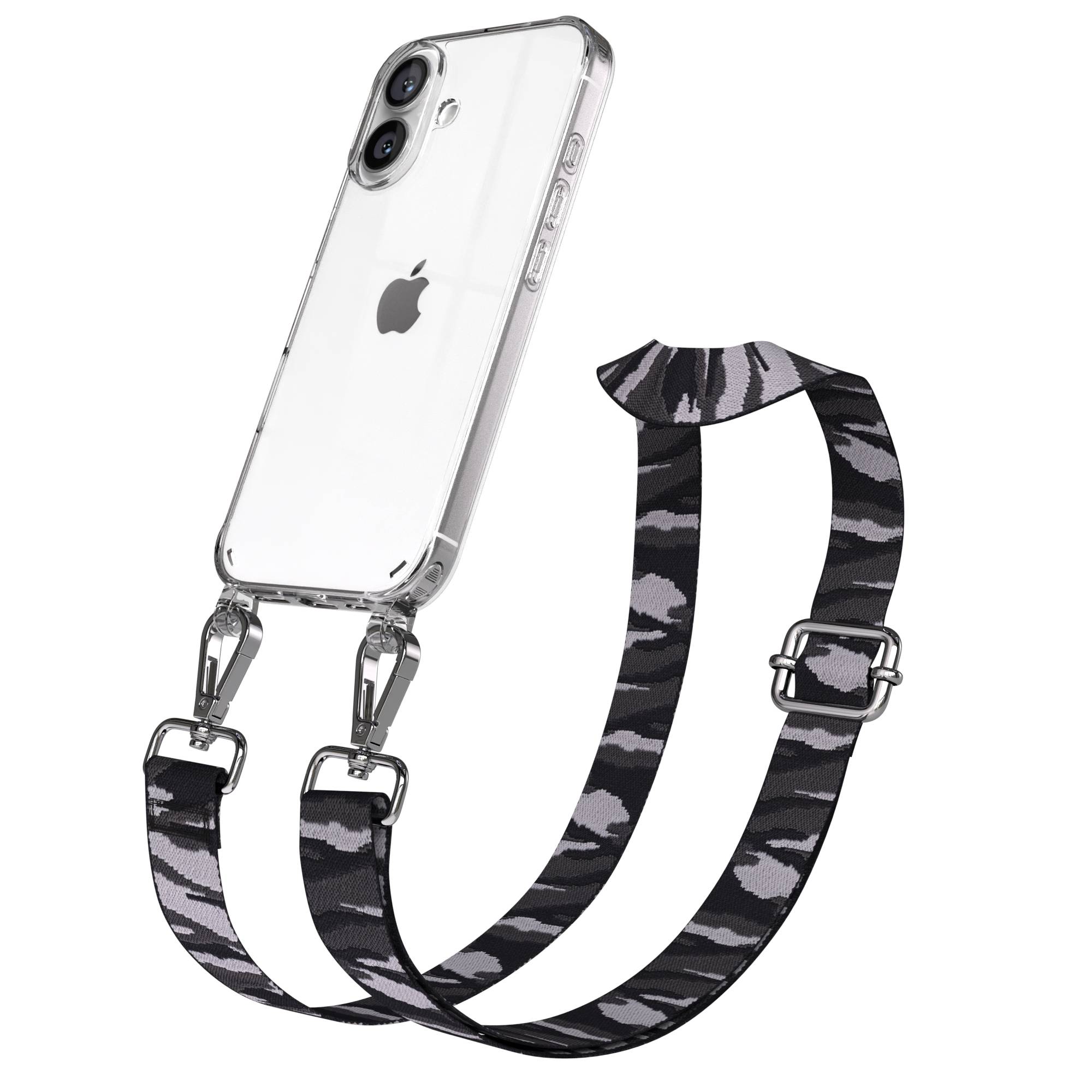 iPhone 16 Handykette mit verstellbarem Boho Band und Metallapplikationen 