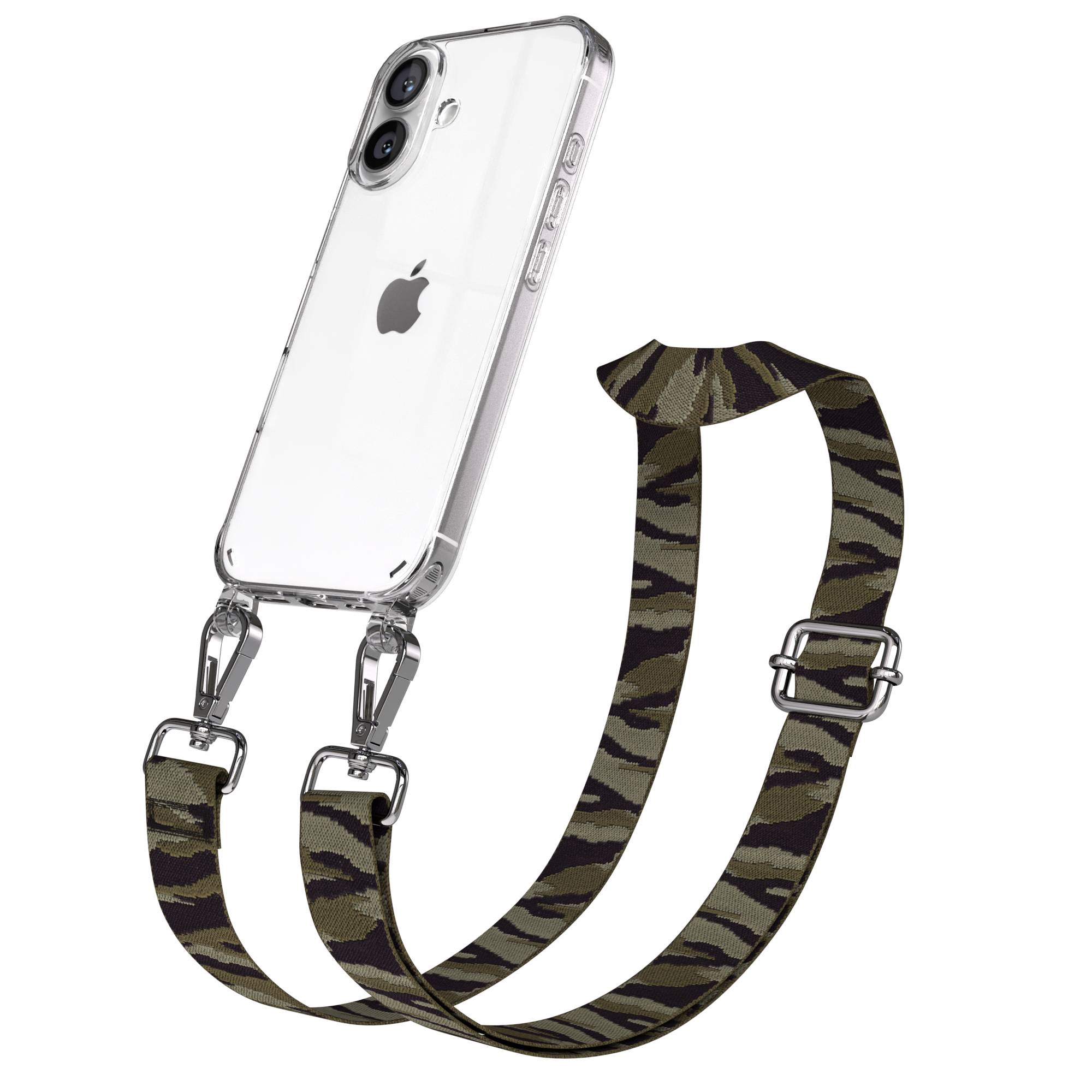 iPhone 16 Handykette mit verstellbarem Boho Band und Metallapplikationen 