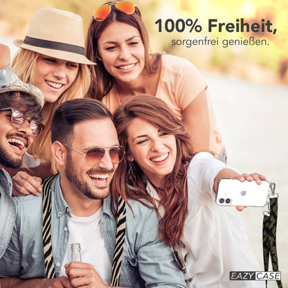 iPhone 16 Handykette mit verstellbarem Boho Band und Metallapplikationen 