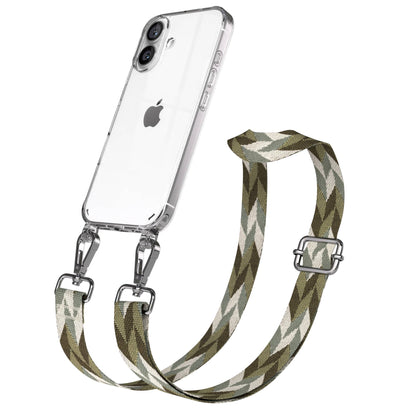 iPhone 16 Handykette mit verstellbarem Boho Band und Metallapplikationen 