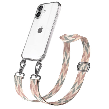 iPhone 16 Handykette mit verstellbarem Boho Band und Metallapplikationen 