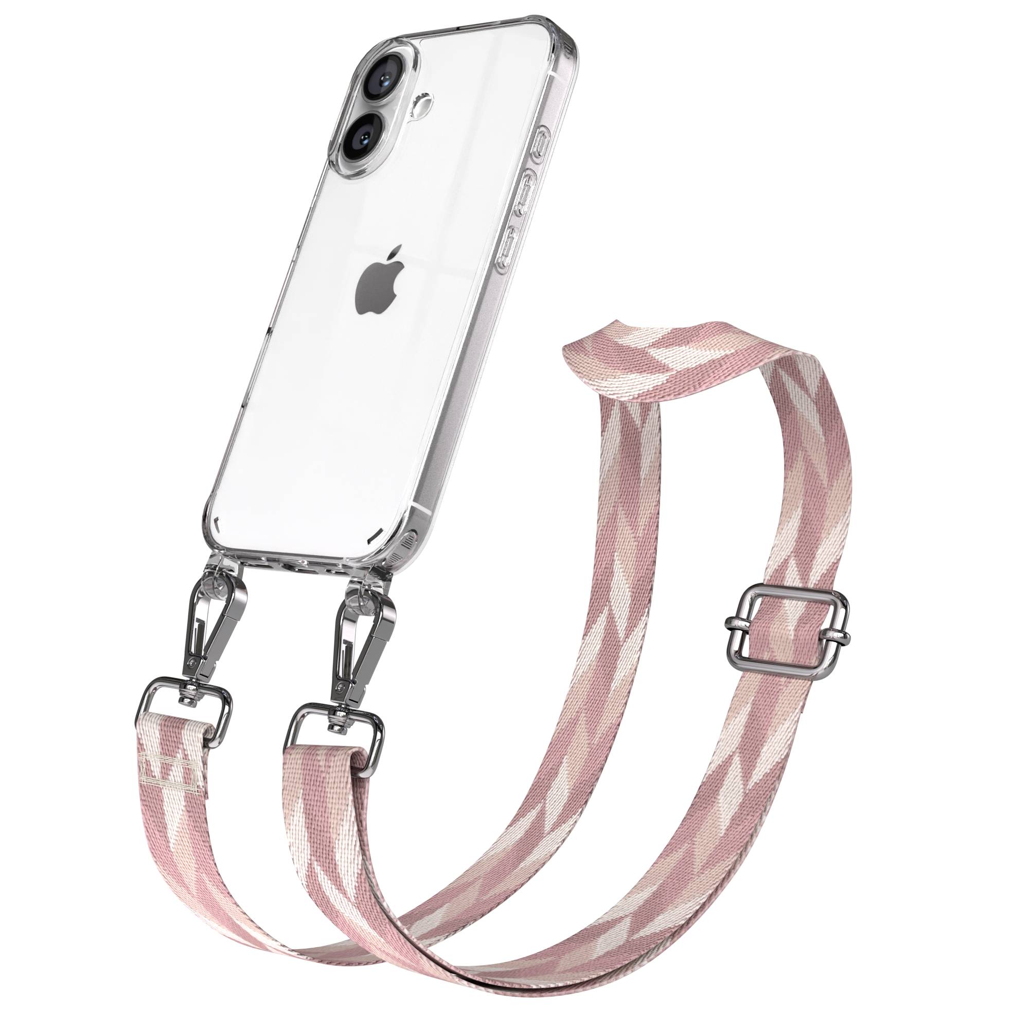iPhone 16 Handykette mit verstellbarem Boho Band und Metallapplikationen 