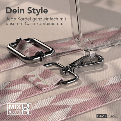 iPhone 16 Handykette mit verstellbarem Boho Band und Metallapplikationen 