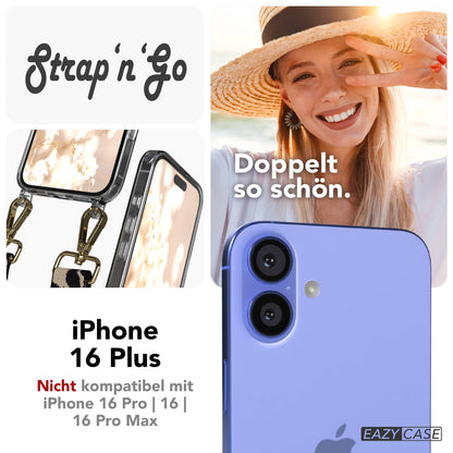 iPhone 16 Plus Handykette mit Boho Band und verstellbarem Trageriemen 