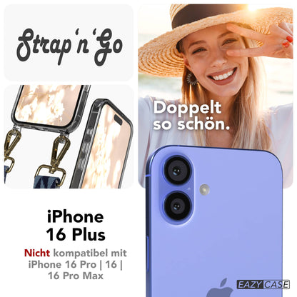 iPhone 16 Plus Handykette mit Boho Band und verstellbarem Trageriemen 