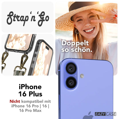 iPhone 16 Plus Handykette mit Boho Band und verstellbarem Trageriemen 