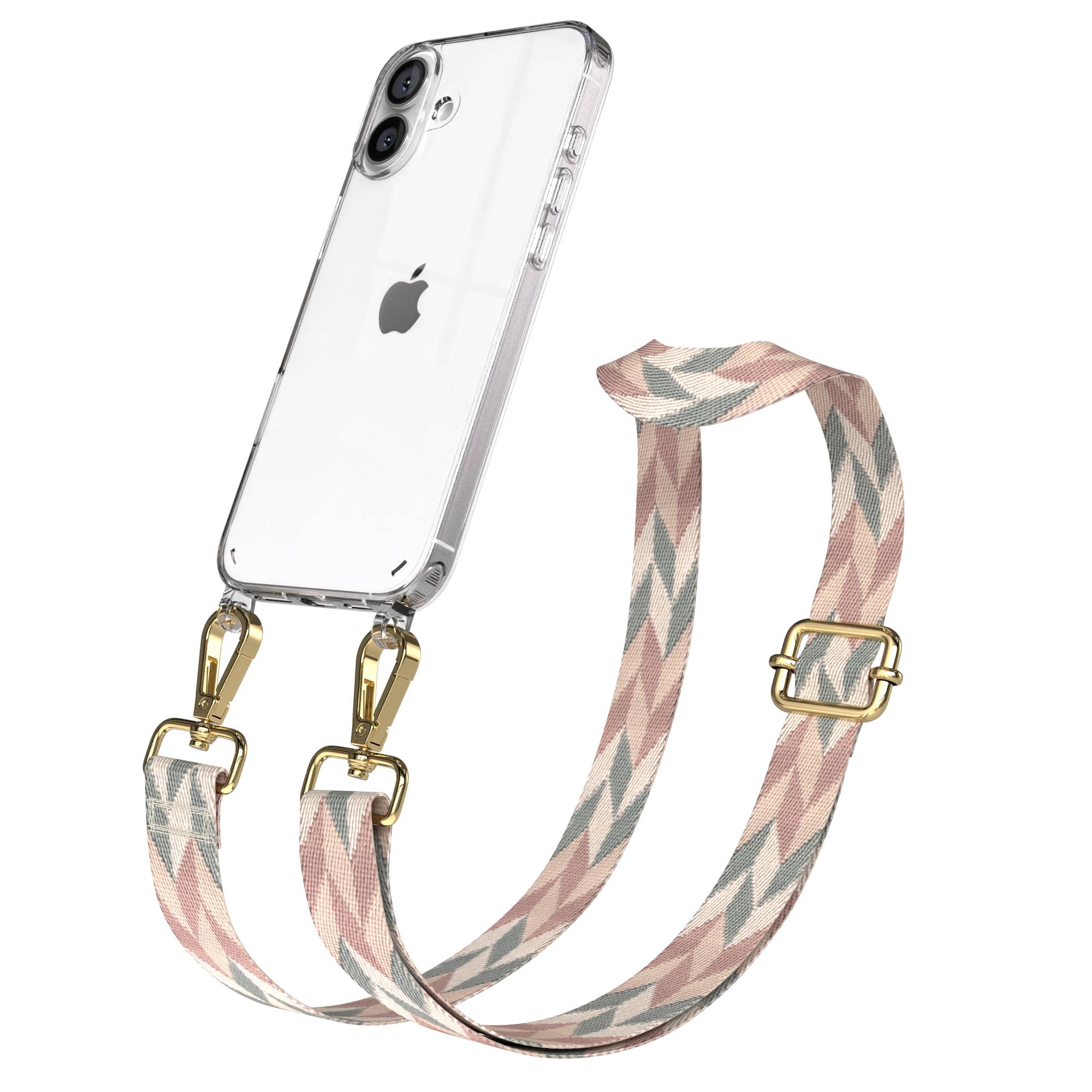 iPhone 16 Plus Handykette mit Boho Band und verstellbarem Trageriemen 