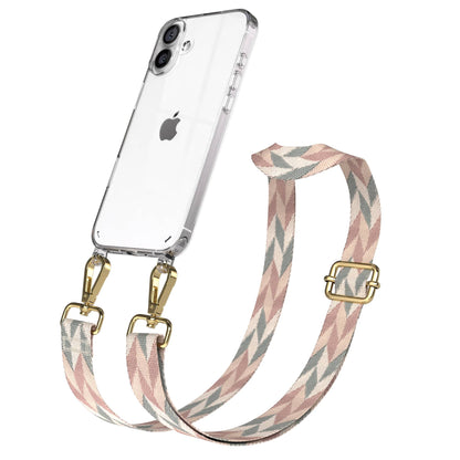 iPhone 16 Plus Handykette mit Boho Band und verstellbarem Trageriemen 