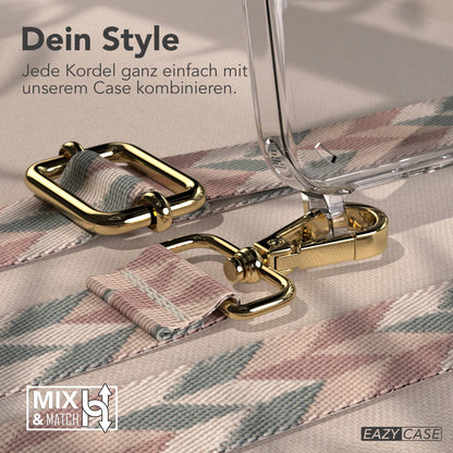 iPhone 16 Plus Handykette mit Boho Band und verstellbarem Trageriemen 