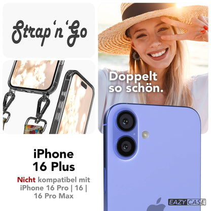 iPhone 16 Plus Handykette mit Boho Band und verstellbarem Trageriemen 