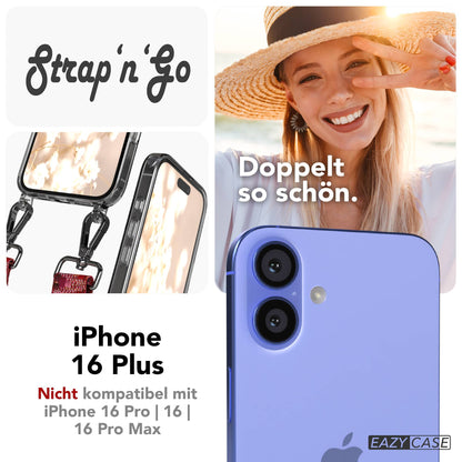 iPhone 16 Plus Handykette mit Boho Band und verstellbarem Trageriemen 