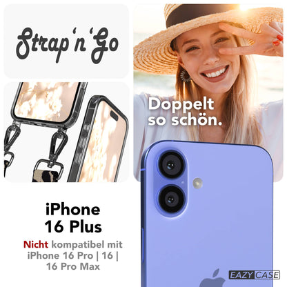 iPhone 16 Plus Handykette mit Boho Band und verstellbarem Trageriemen 