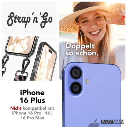 iPhone 16 Plus Handykette mit Boho Band und verstellbarem Trageriemen 