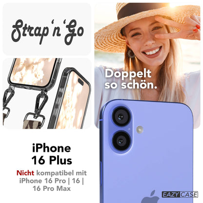 iPhone 16 Plus Handykette mit Boho Band und verstellbarem Trageriemen 