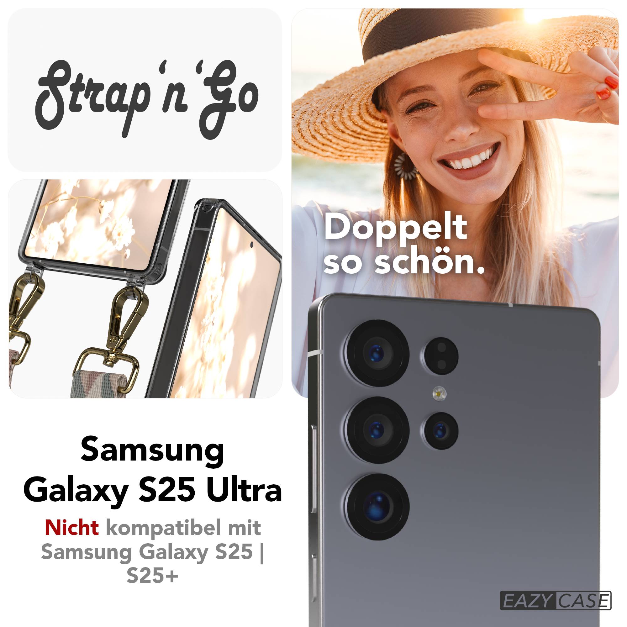 Samsung Galaxy S25 Ultra Handykette mit verstellbarem Boho Trageriemen Set 