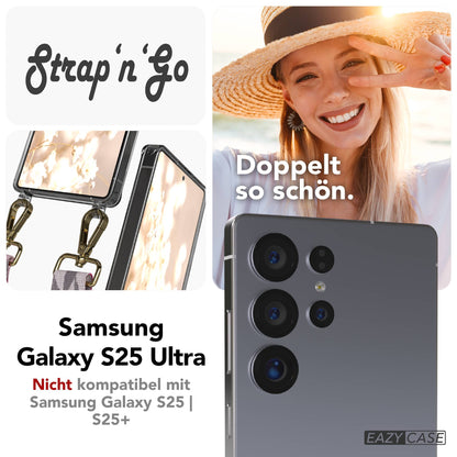 Samsung Galaxy S25 Ultra Handykette mit verstellbarem Boho Trageriemen Set 