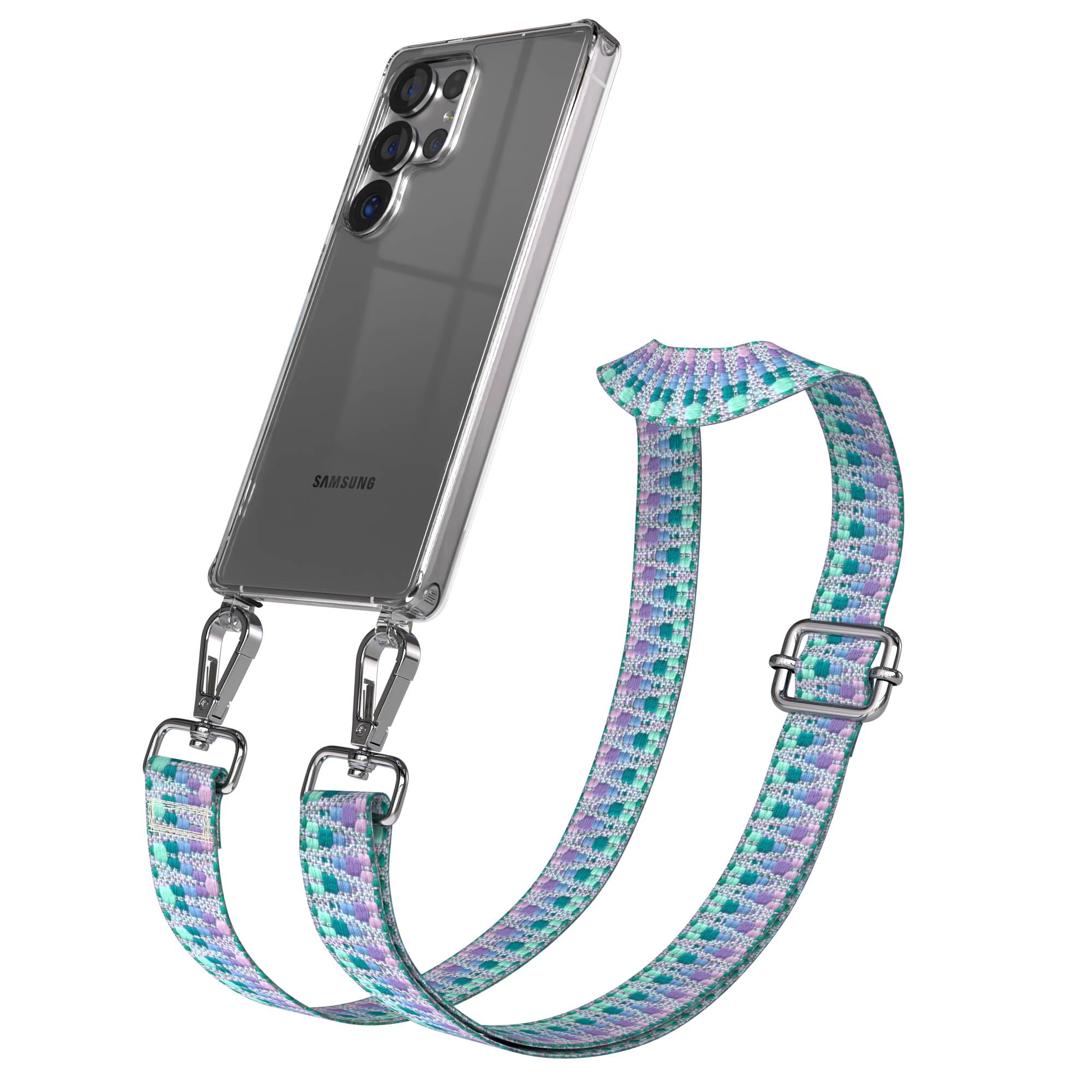 Samsung Galaxy S25 Ultra Handykette mit verstellbarem Boho Trageriemen Set 