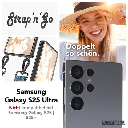 Samsung Galaxy S25 Ultra Handykette mit verstellbarem Boho Trageriemen Set 