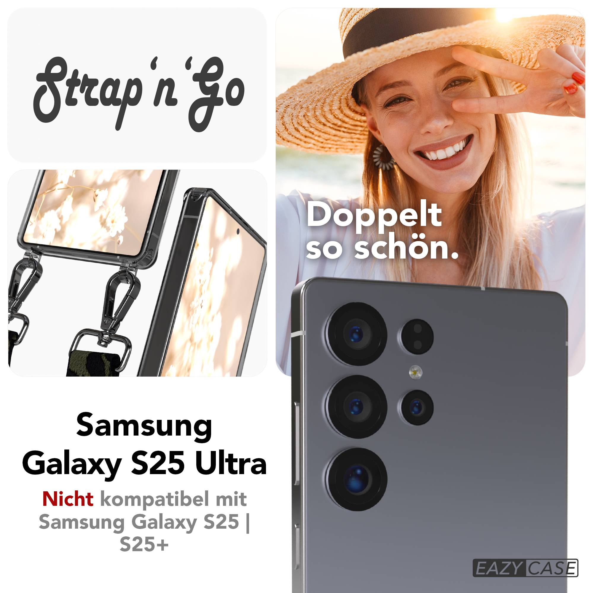 Samsung Galaxy S25 Ultra Handykette mit verstellbarem Boho Trageriemen Set 