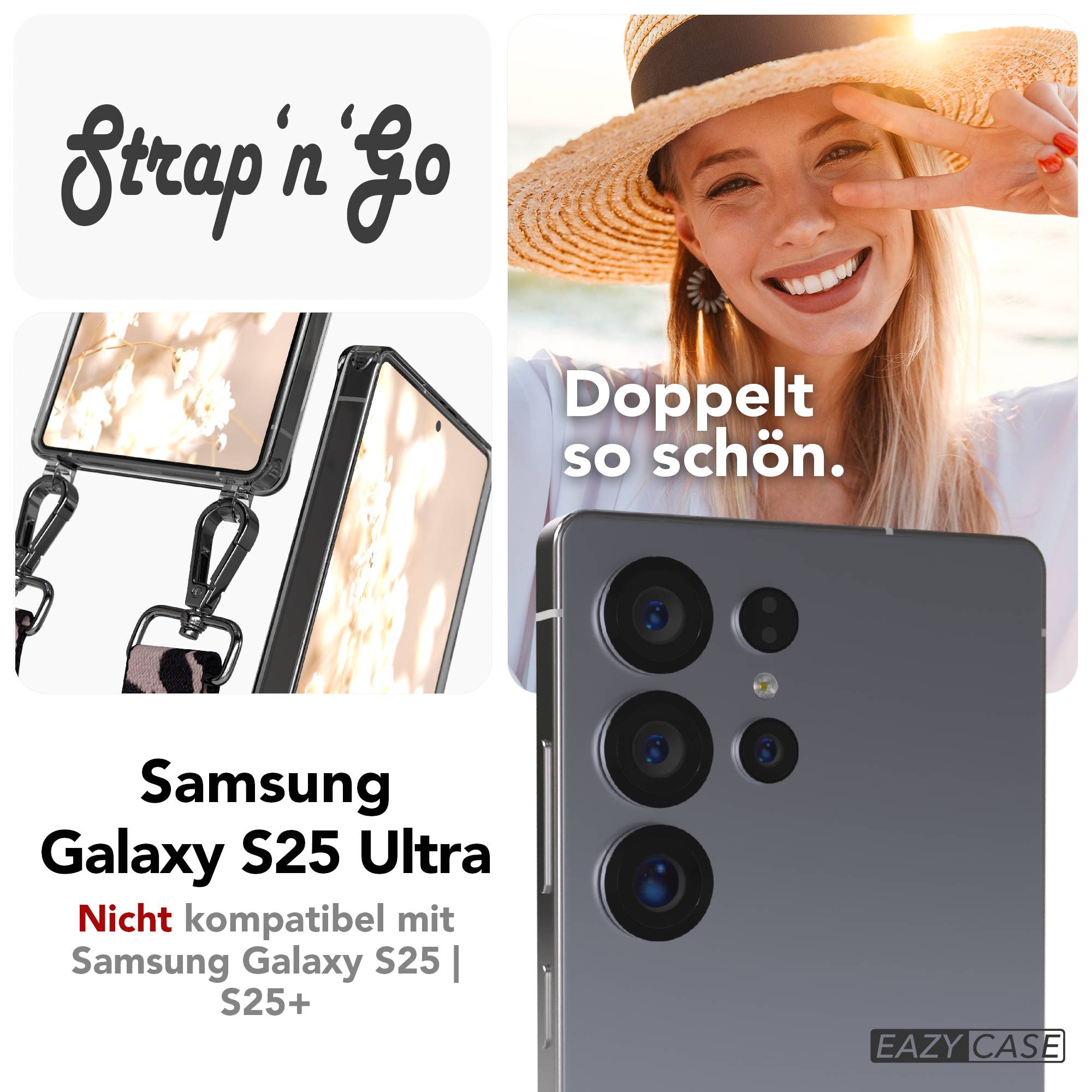 Samsung Galaxy S25 Ultra Handykette mit verstellbarem Boho Trageriemen Set 