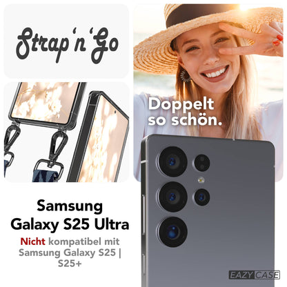 Samsung Galaxy S25 Ultra Handykette mit verstellbarem Boho Trageriemen Set 