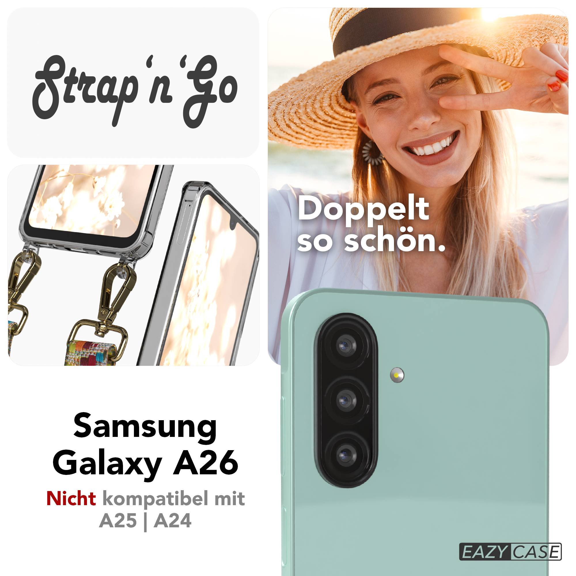 Samsung Galaxy A26 Handykette mit verstellbarem Trageriemen und Boho Band 