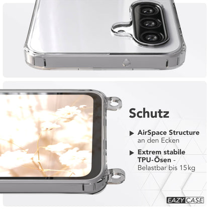 Samsung Galaxy A26 Handykette mit verstellbarem Trageriemen und Boho Band #farbe_dunkelgrun-camouflage-metallfarbe-gold
