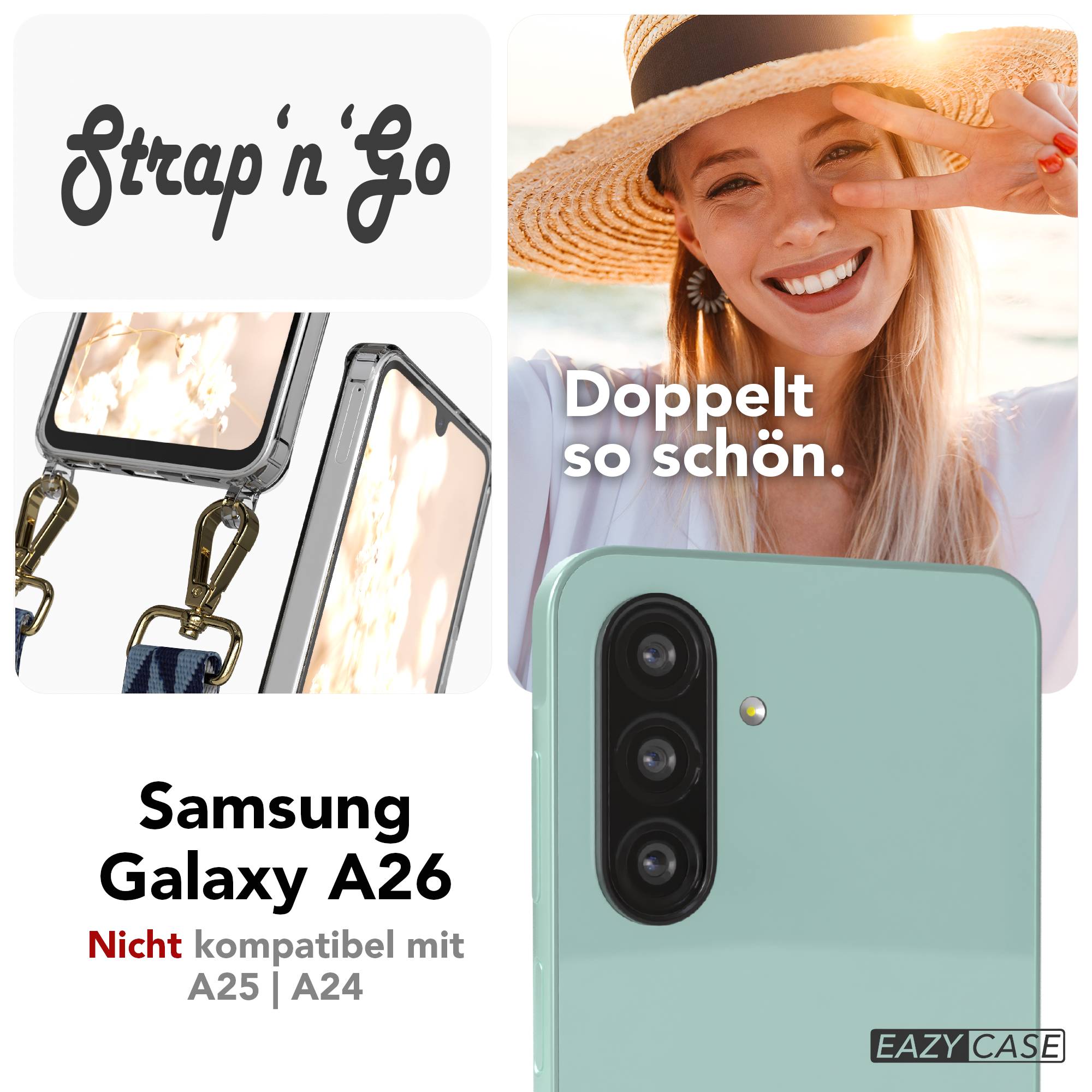 Samsung Galaxy A26 Handykette mit verstellbarem Trageriemen und Boho Band 