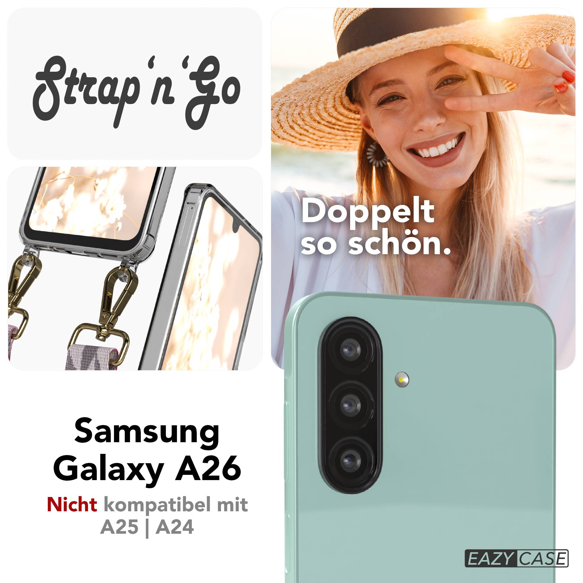 Samsung Galaxy A26 Handykette mit verstellbarem Trageriemen und Boho Band 