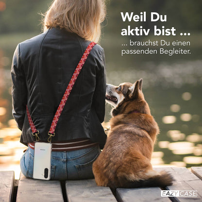 Samsung Galaxy A36 Handykette mit Boho Band verstellbar #farbe_beere-metallfarbe-gold