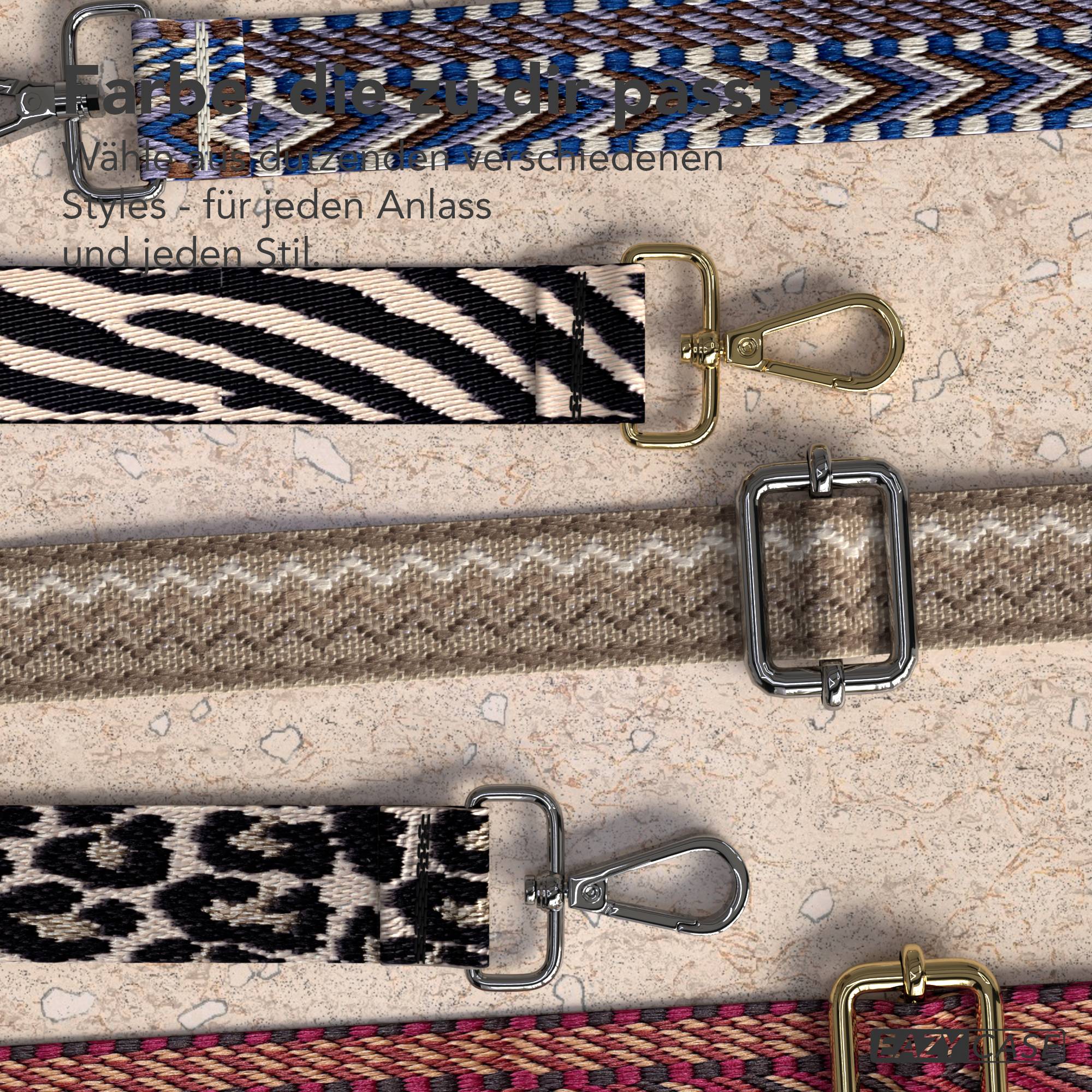 Samsung Galaxy A56 Handykette mit verstellbarem Boho Band Set #farbe_beere-metallfarbe-gold