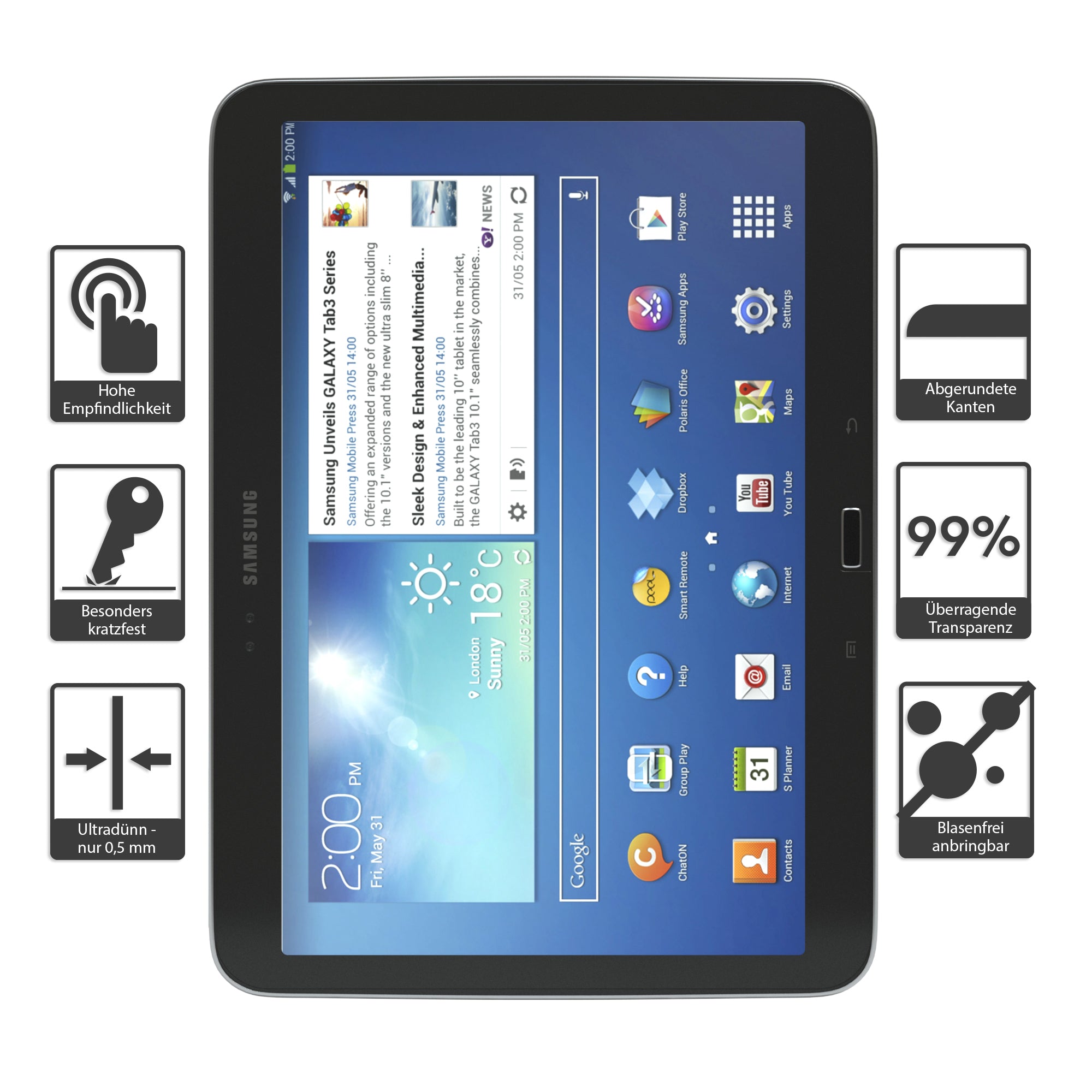 Galaxy Tab 3 10.1 Glasfolie