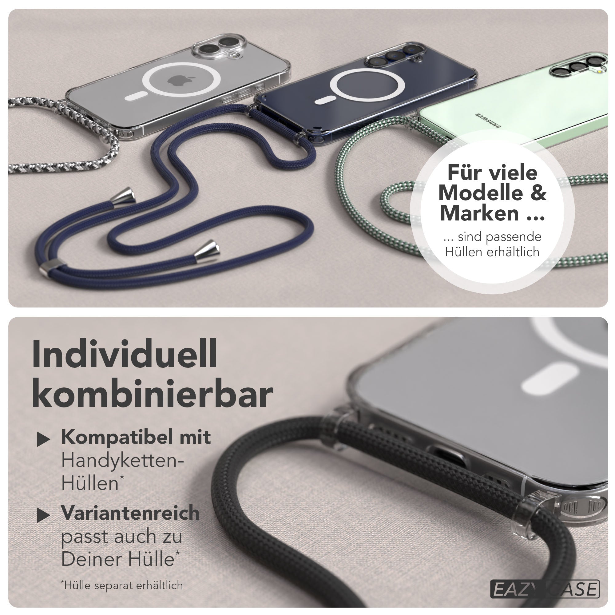 Universal Handykette einzeln verstellbar mit abnehmbaren Endstücken EAZY CASE 
