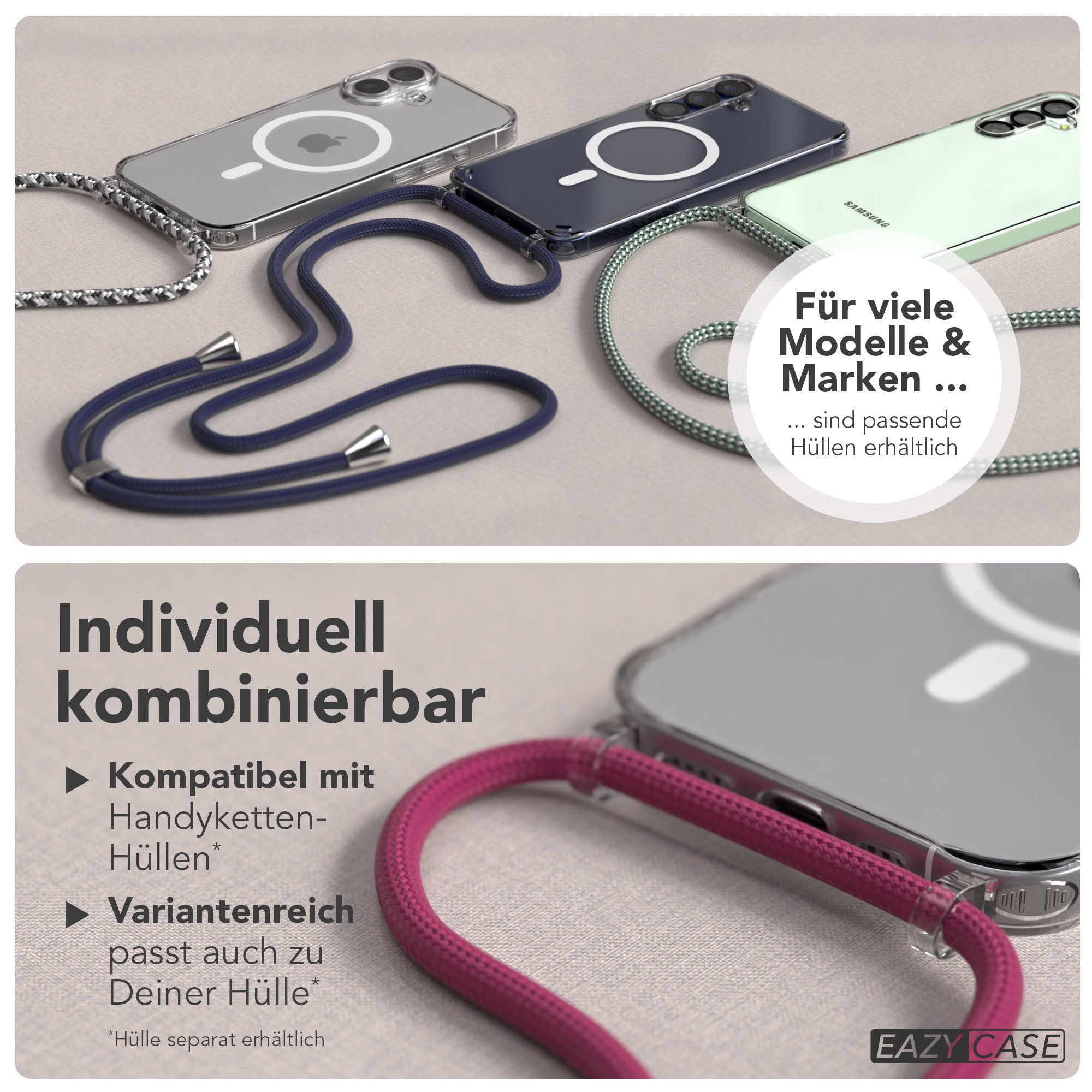 Universal Handykette einzeln verstellbar mit abnehmbaren Endstücken EAZY CASE 