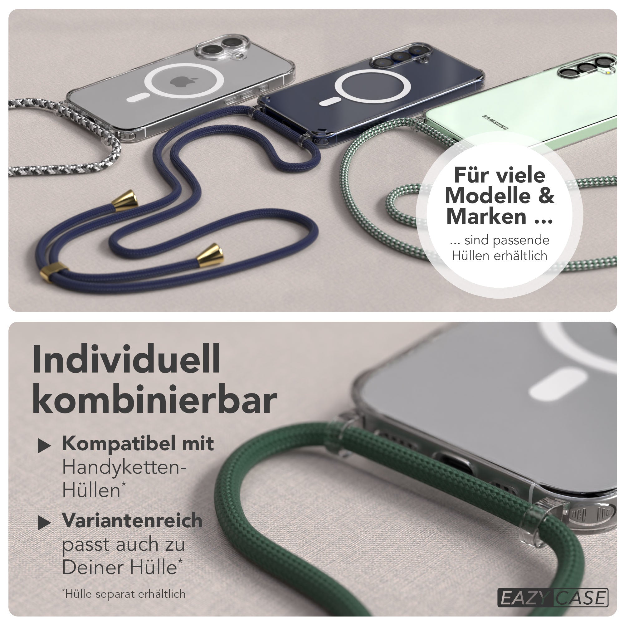 Universal Handykette einzeln verstellbar mit abnehmbaren Endstücken EAZY CASE 