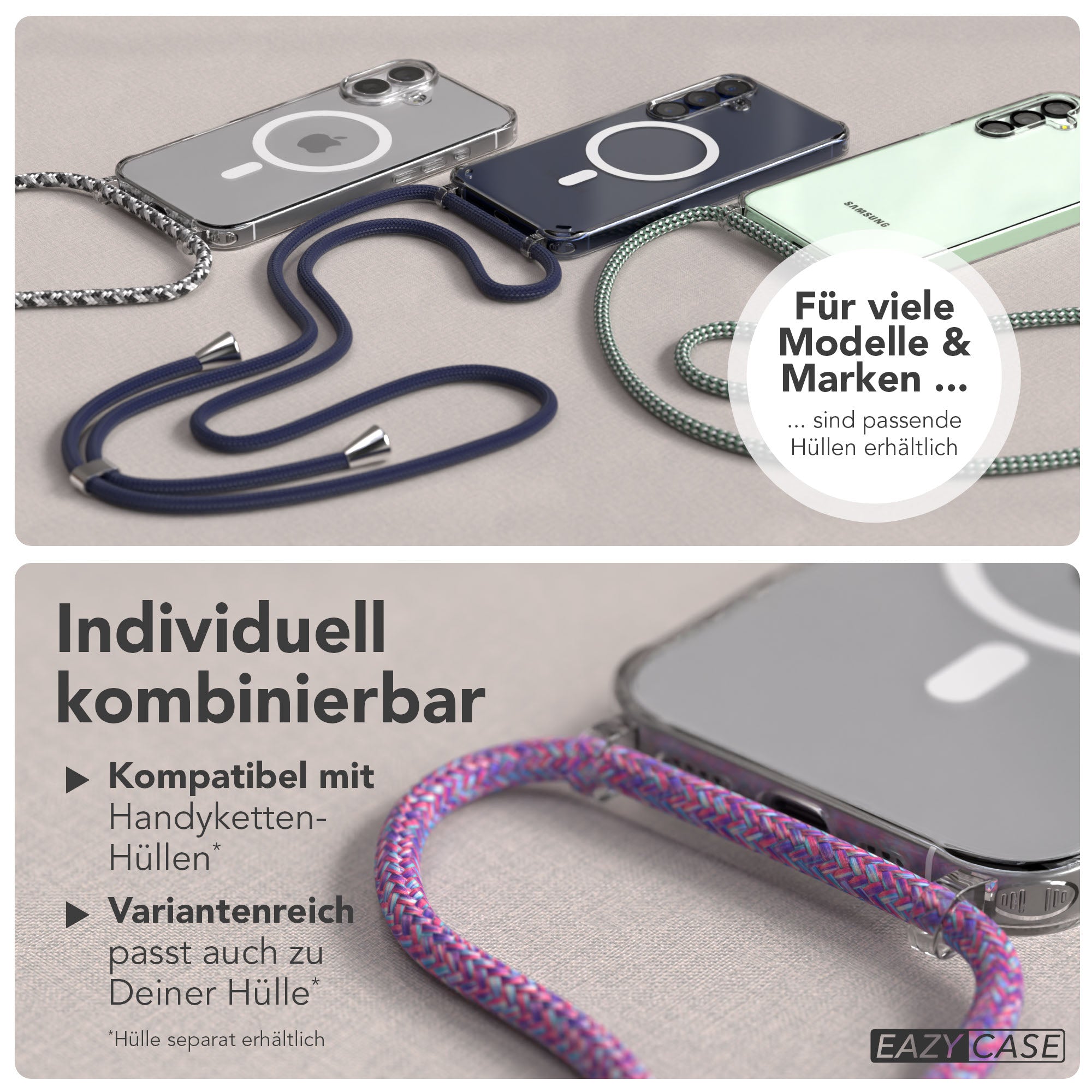 Universal Handykette einzeln verstellbar mit abnehmbaren Endstücken EAZY CASE 
