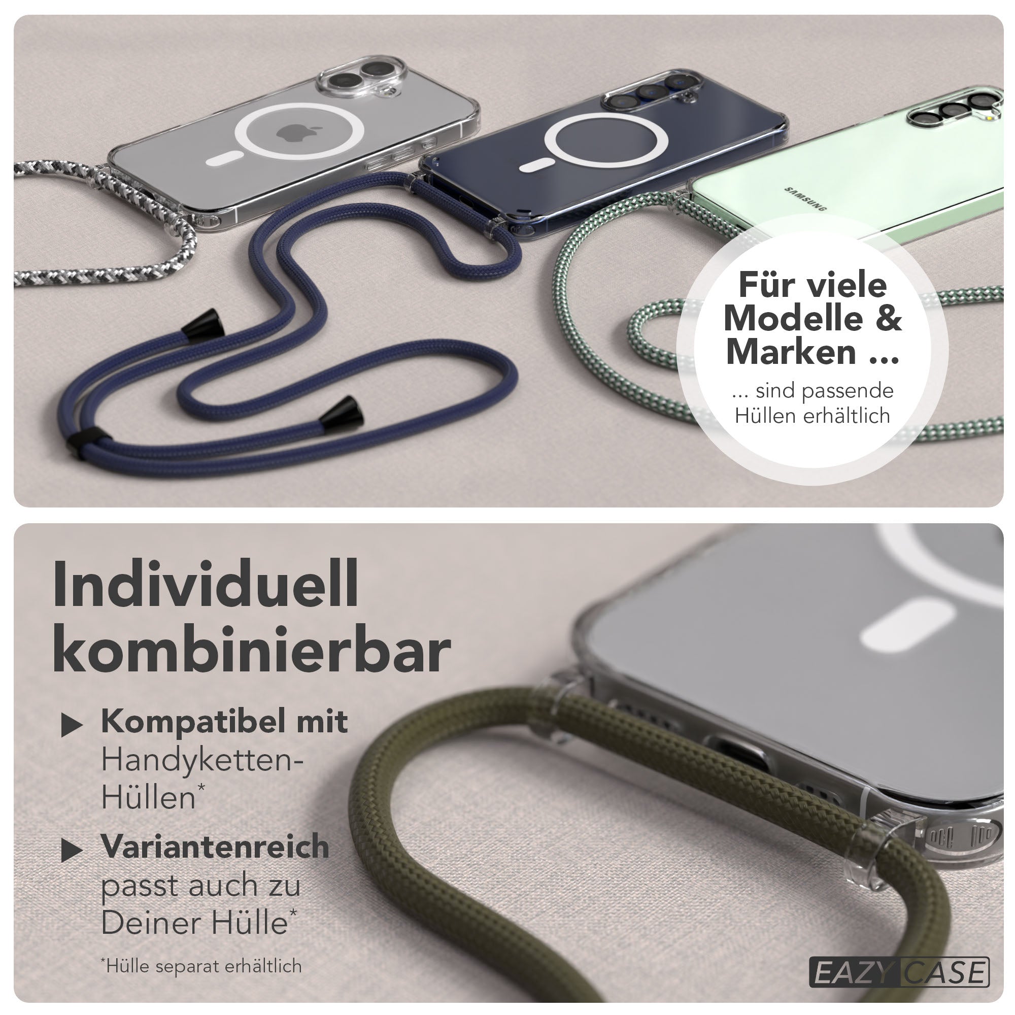 Universal Handykette einzeln verstellbar mit abnehmbaren Endstücken EAZY CASE 