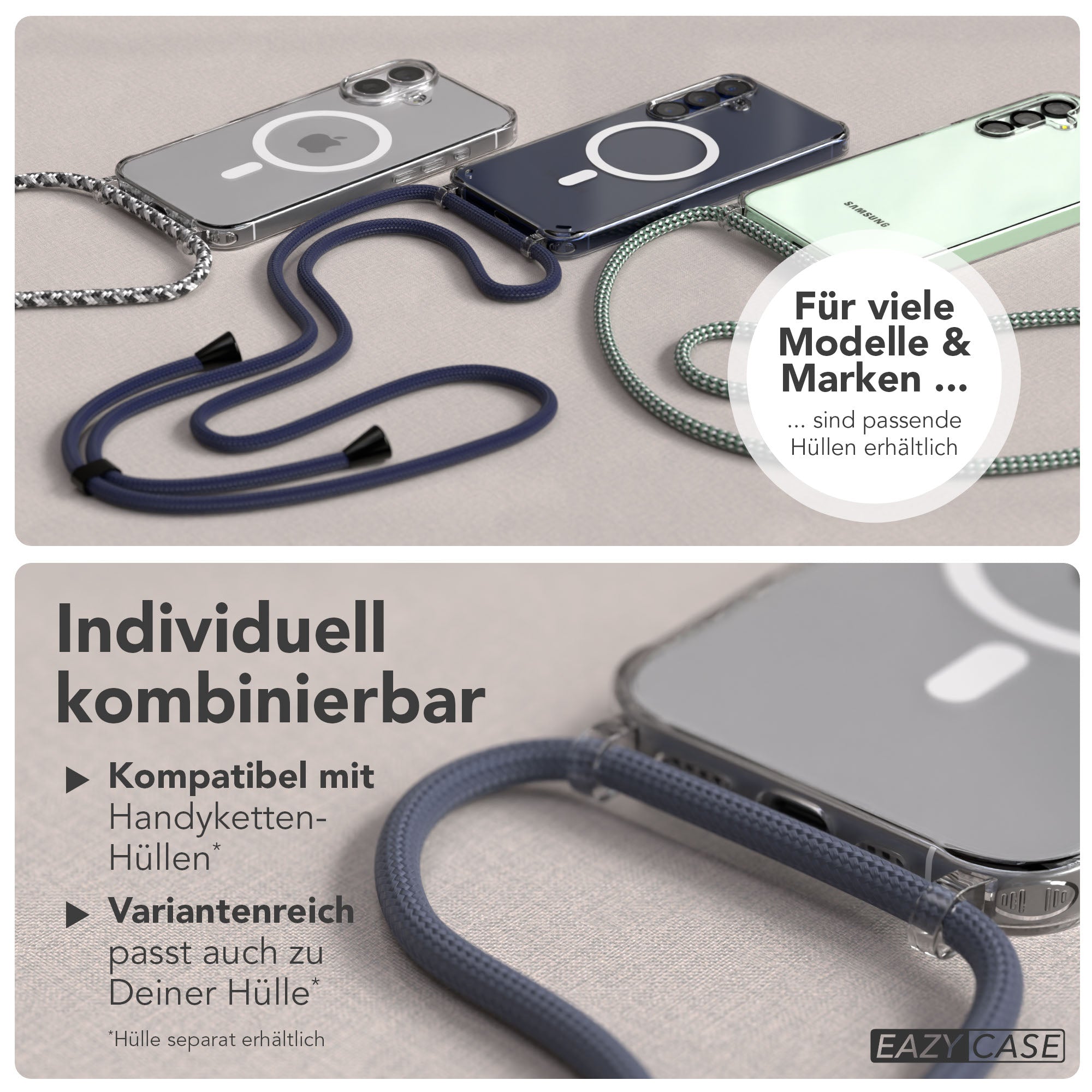 Universal Handykette einzeln verstellbar mit abnehmbaren Endstücken EAZY CASE 