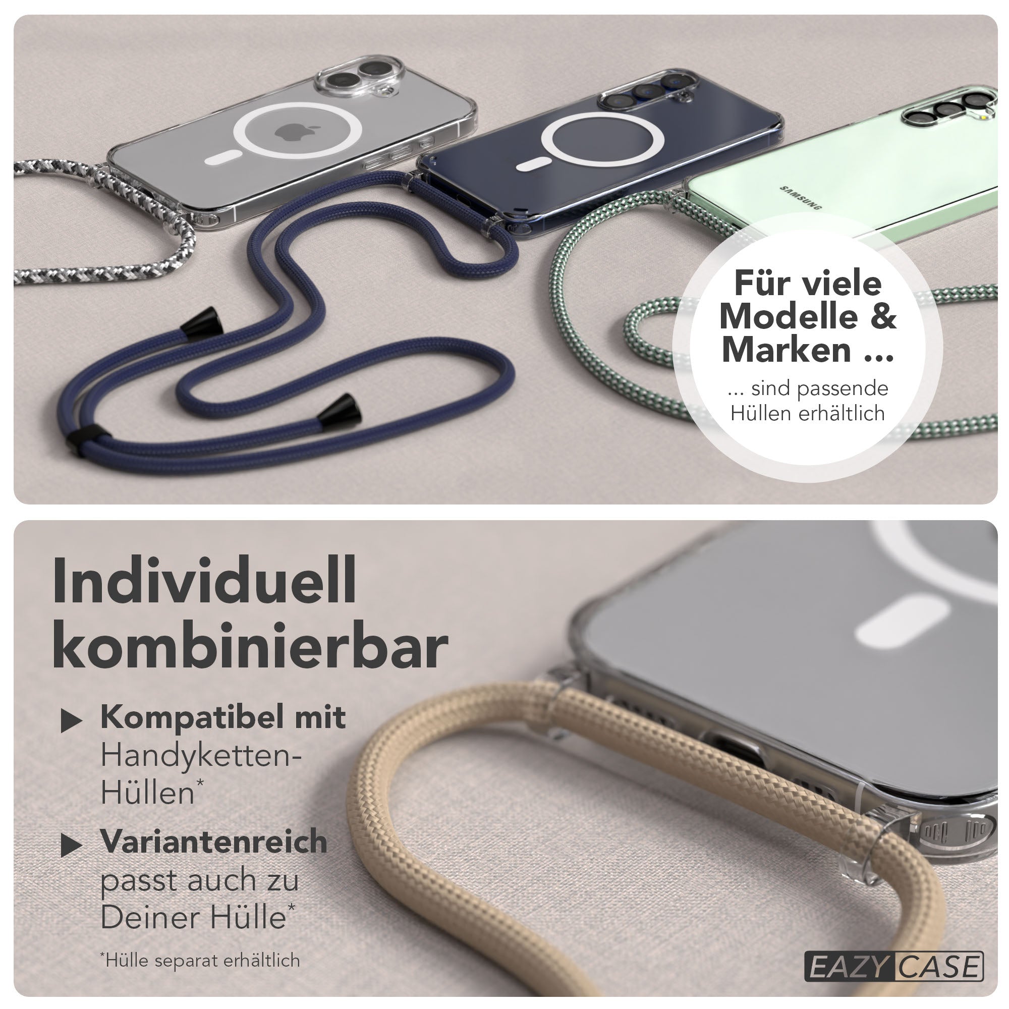 Universal Handykette einzeln verstellbar mit abnehmbaren Endstücken EAZY CASE 