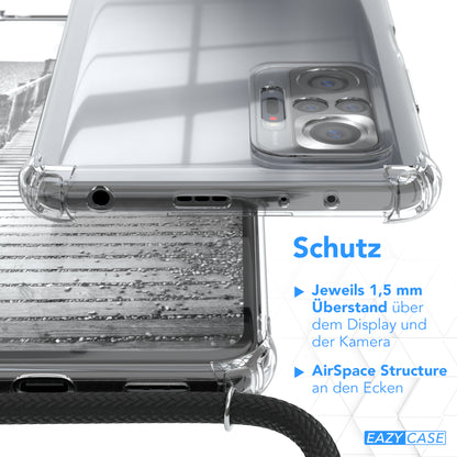 Xiaomi Redmi Note 10 Pro Hülle mit Metallkette + Schwarze Kordel