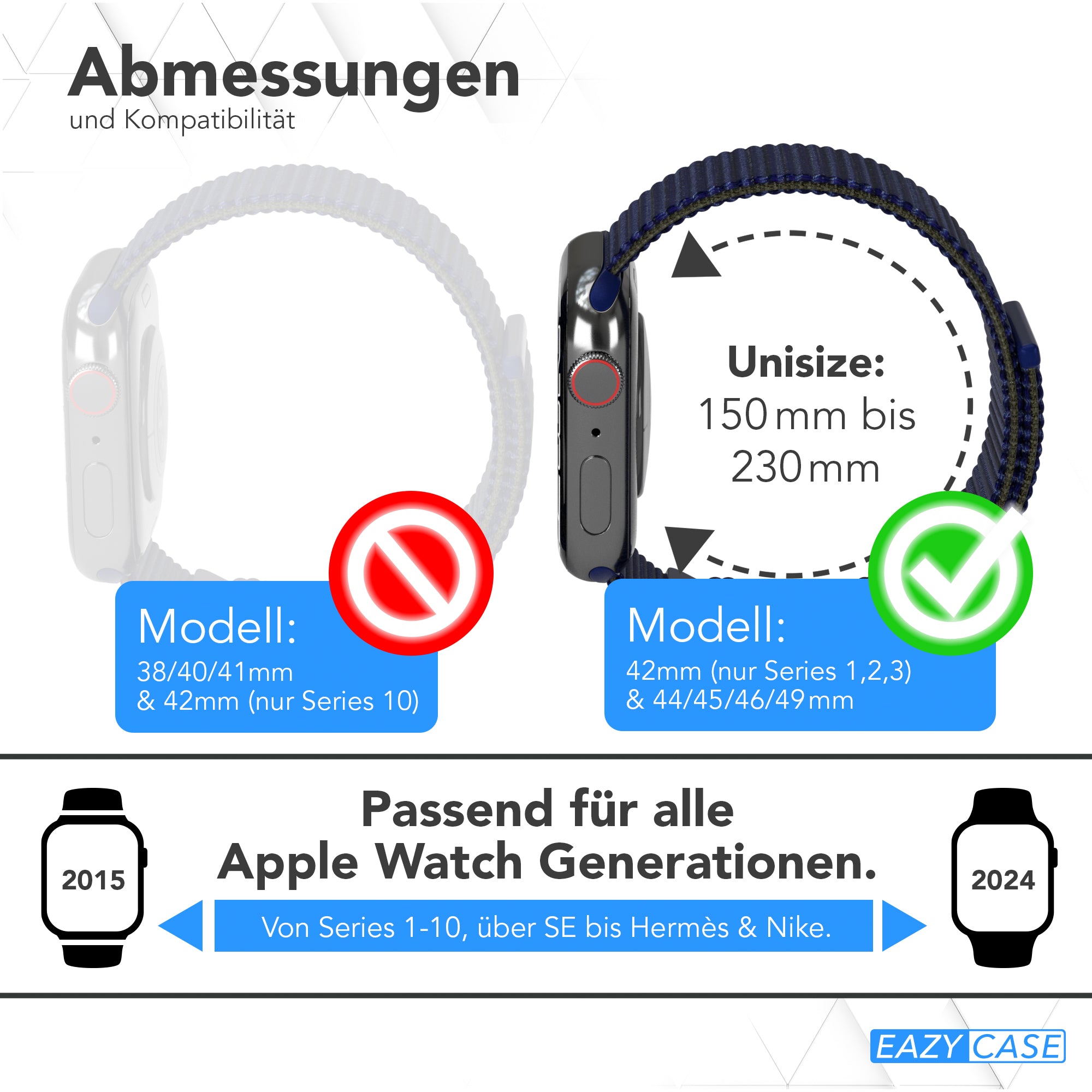 Apple Watch Nylon Armband mit Klettverschluss EAZY CASE Sport Loop 