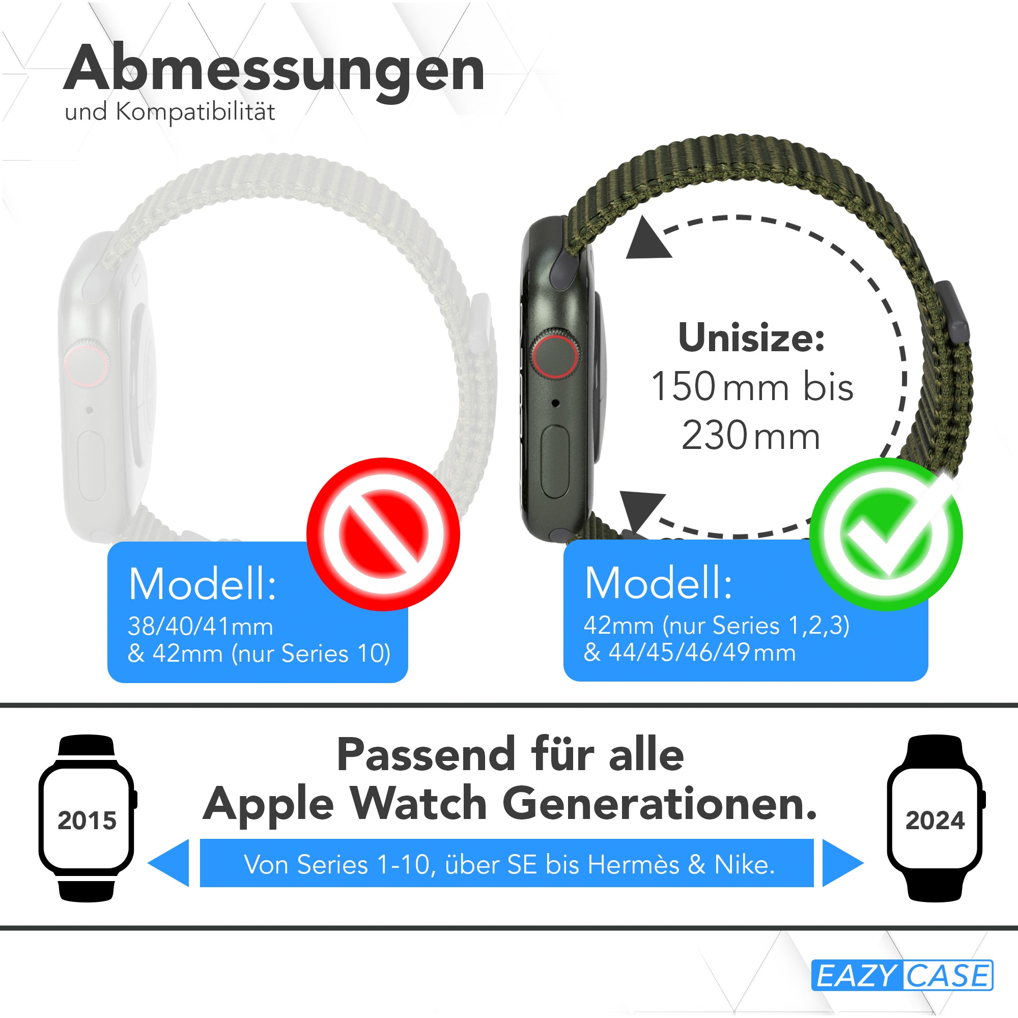 Apple Watch Nylon Armband mit Klettverschluss EAZY CASE Sport Loop 