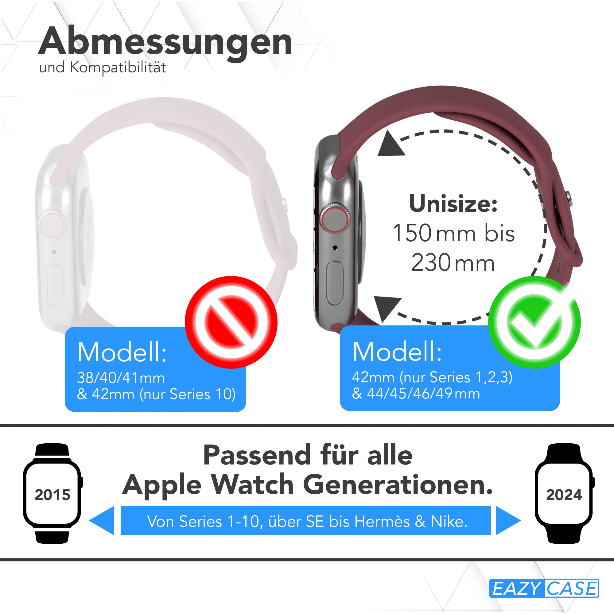 Apple Watch Silikon Armband mit Schnellverschluss von EAZY CASE 