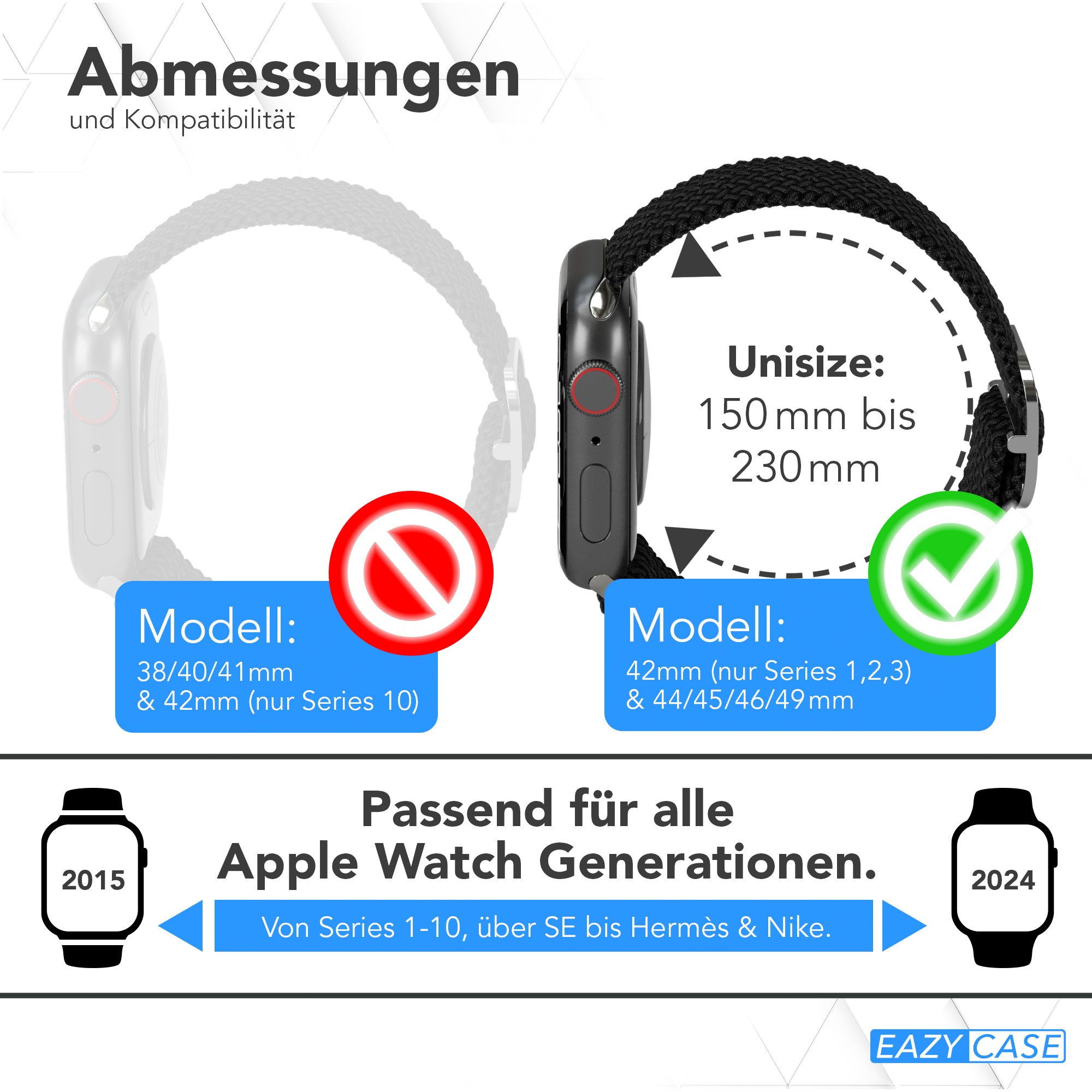 Apple Watch Armband geflochten Edelstahl Magnetverschluss EAZY CASE Wristband 