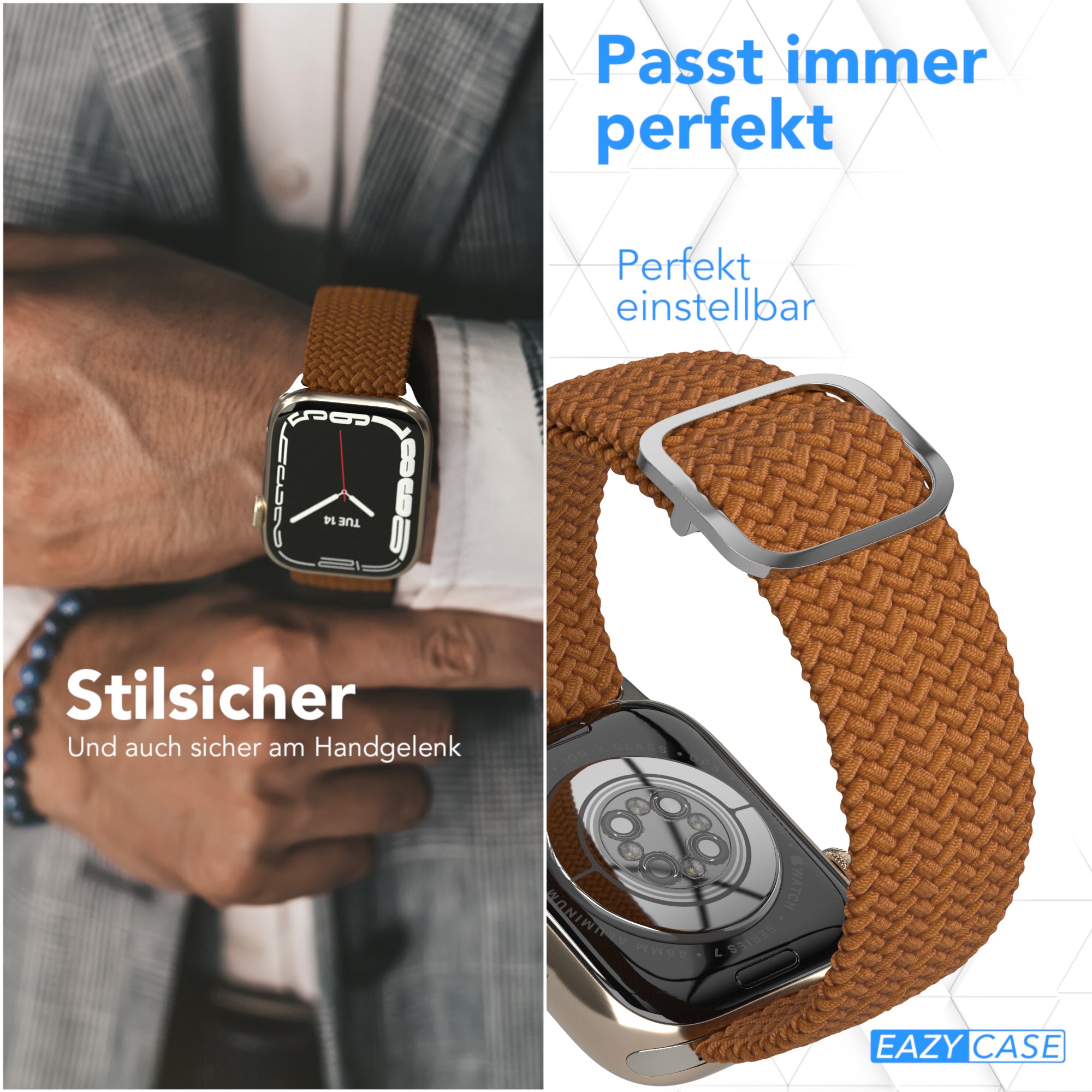 Apple Watch Armband geflochten Edelstahl Magnetverschluss EAZY CASE Wristband 