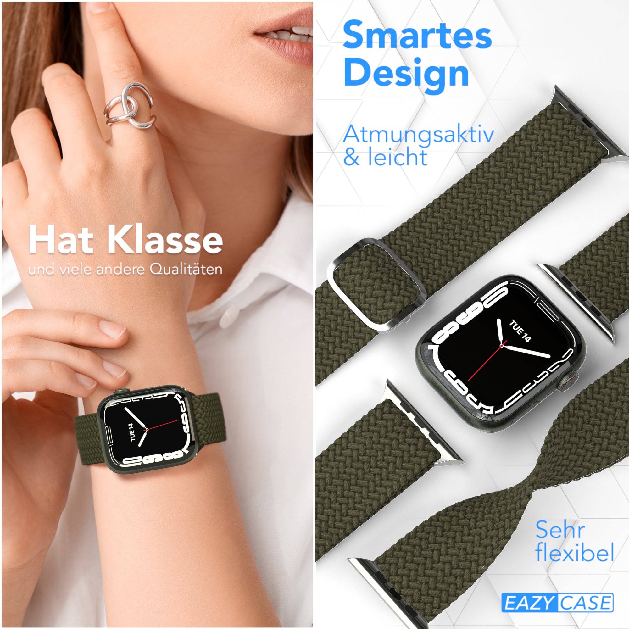 Apple Watch Armband geflochten Edelstahl Magnetverschluss EAZY CASE Wristband 