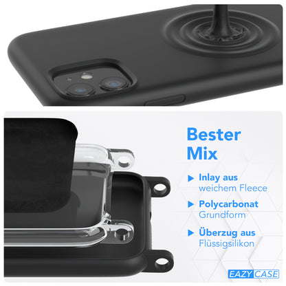 iPhone 11 Silikonhülle + Kordel mit Karabinern